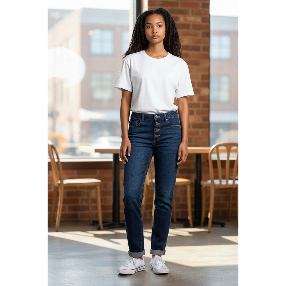 Ophelia Roe Button Fly Hi Rise Stretch Skinny Dark Wash Jeans  Women's 14 NWT